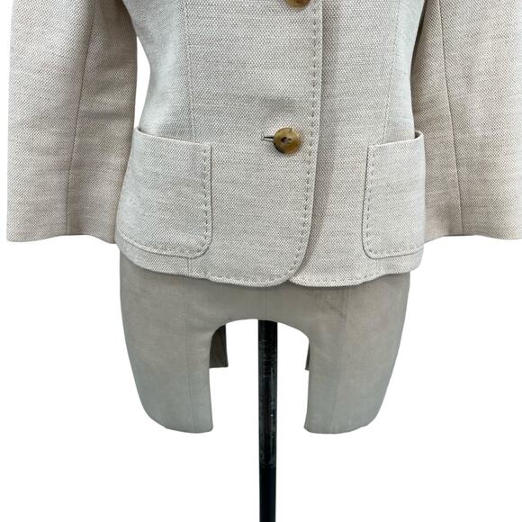 Burberry London Suit Blazer Linen Blend Tan Cream Beige Size 38 US 4 - Picture 6 of 15